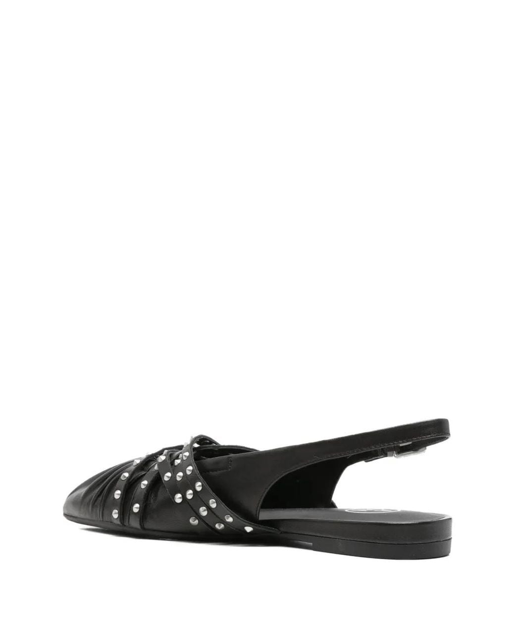 Ash White Studded Ruched Flat Pumps