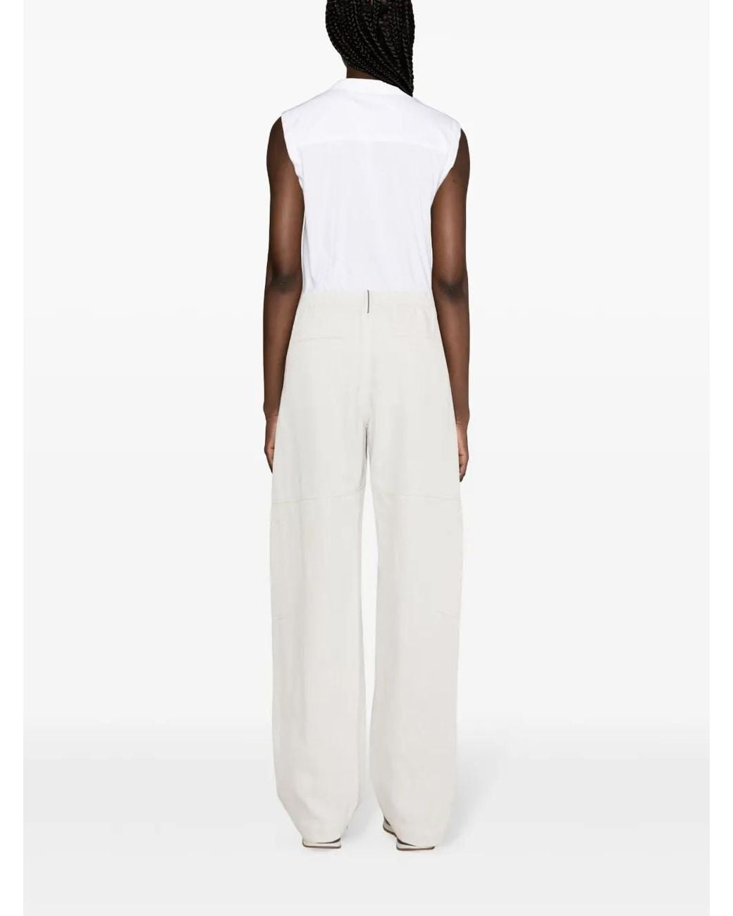 Brunello Cucinelli White Mid-rise Tapered Trousers