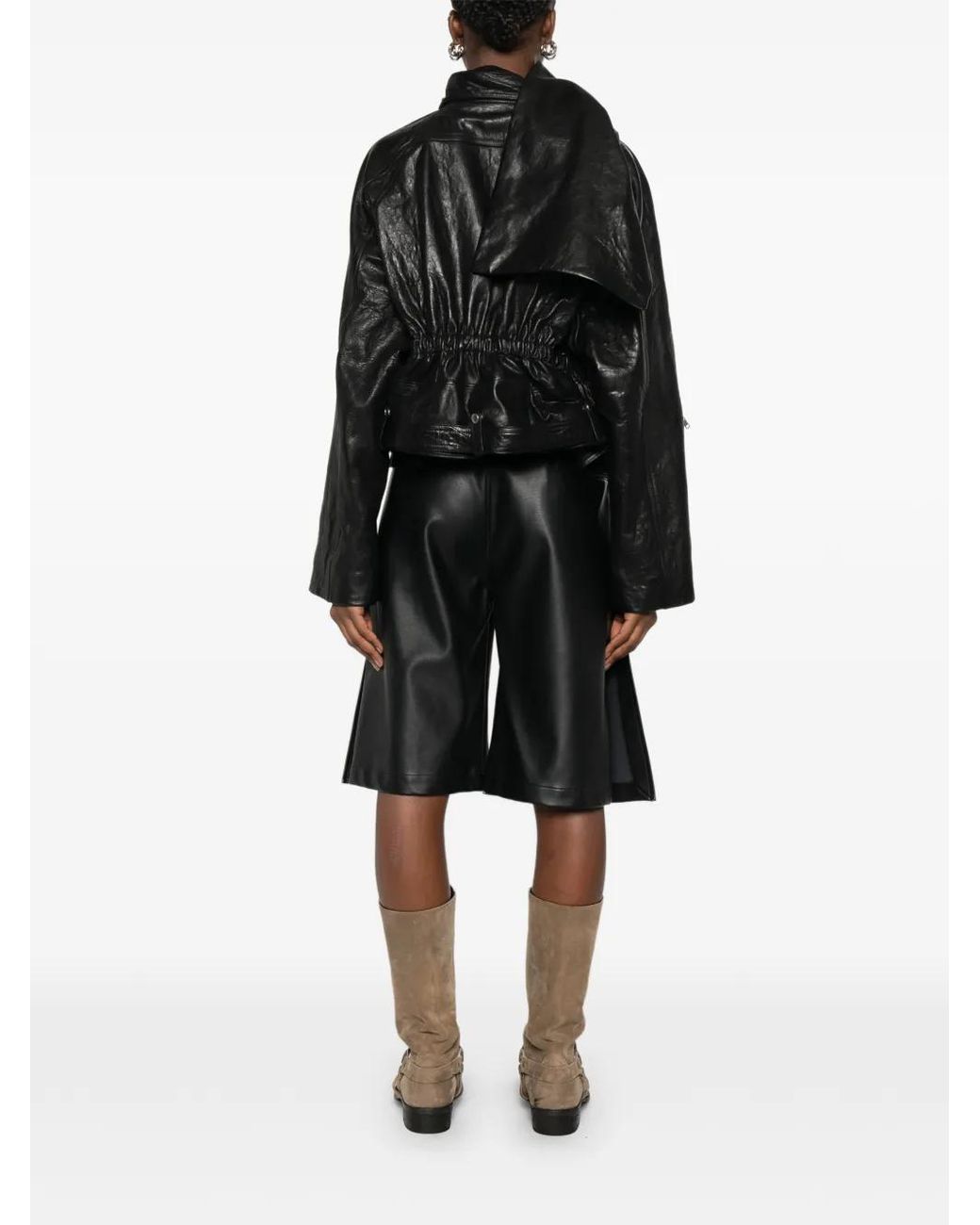 Rick Owens Black Temple Cropped Scarf Flight