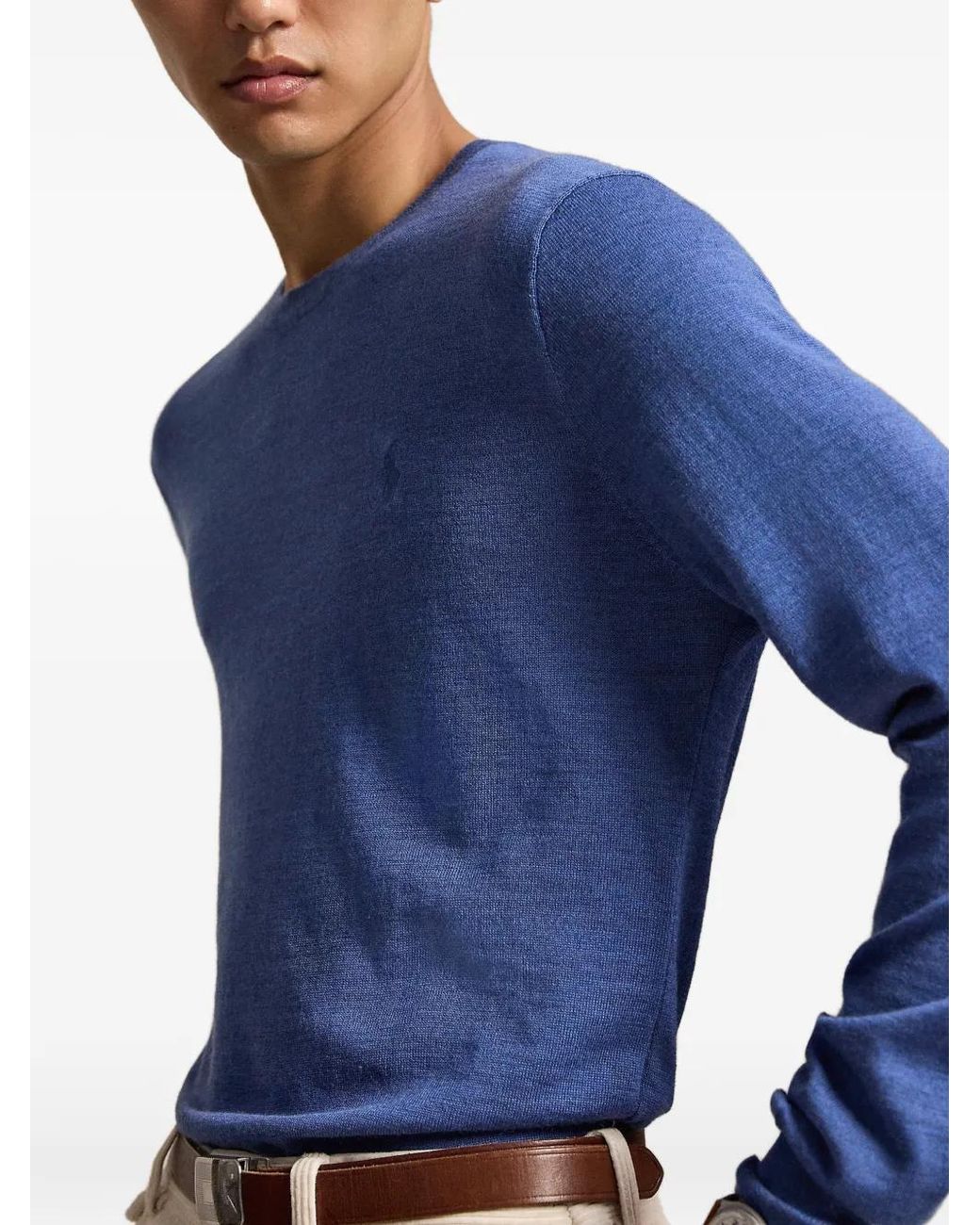 Polo Ralph Lauren Blue Wool Crew-Neck Sweater for men