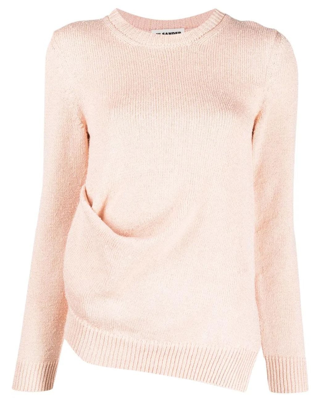 Jil Sander Pink Fine-Knit Long-Sleeve Jumper
