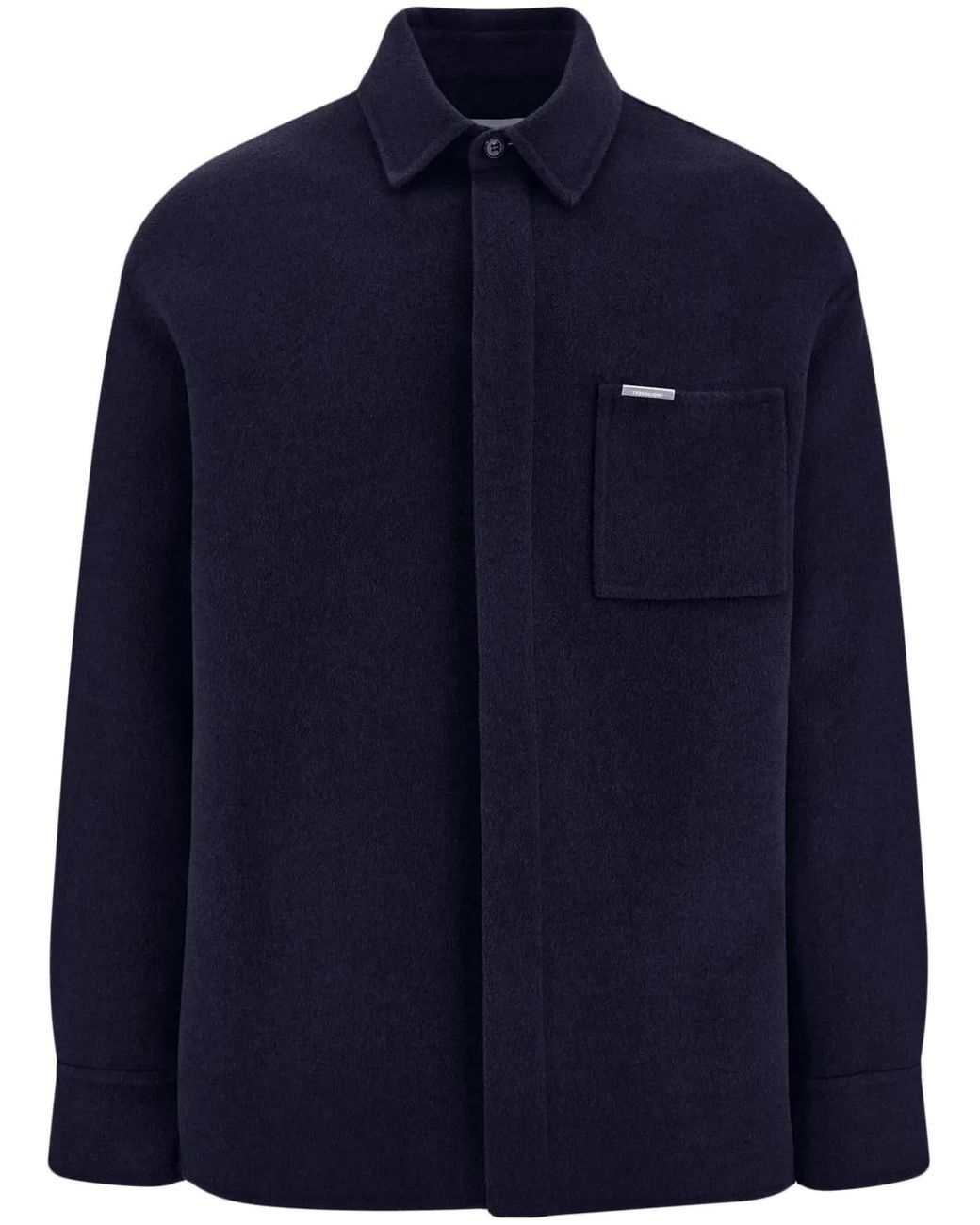 Ferragamo Blue Cashmere-Blend Overshirt for men