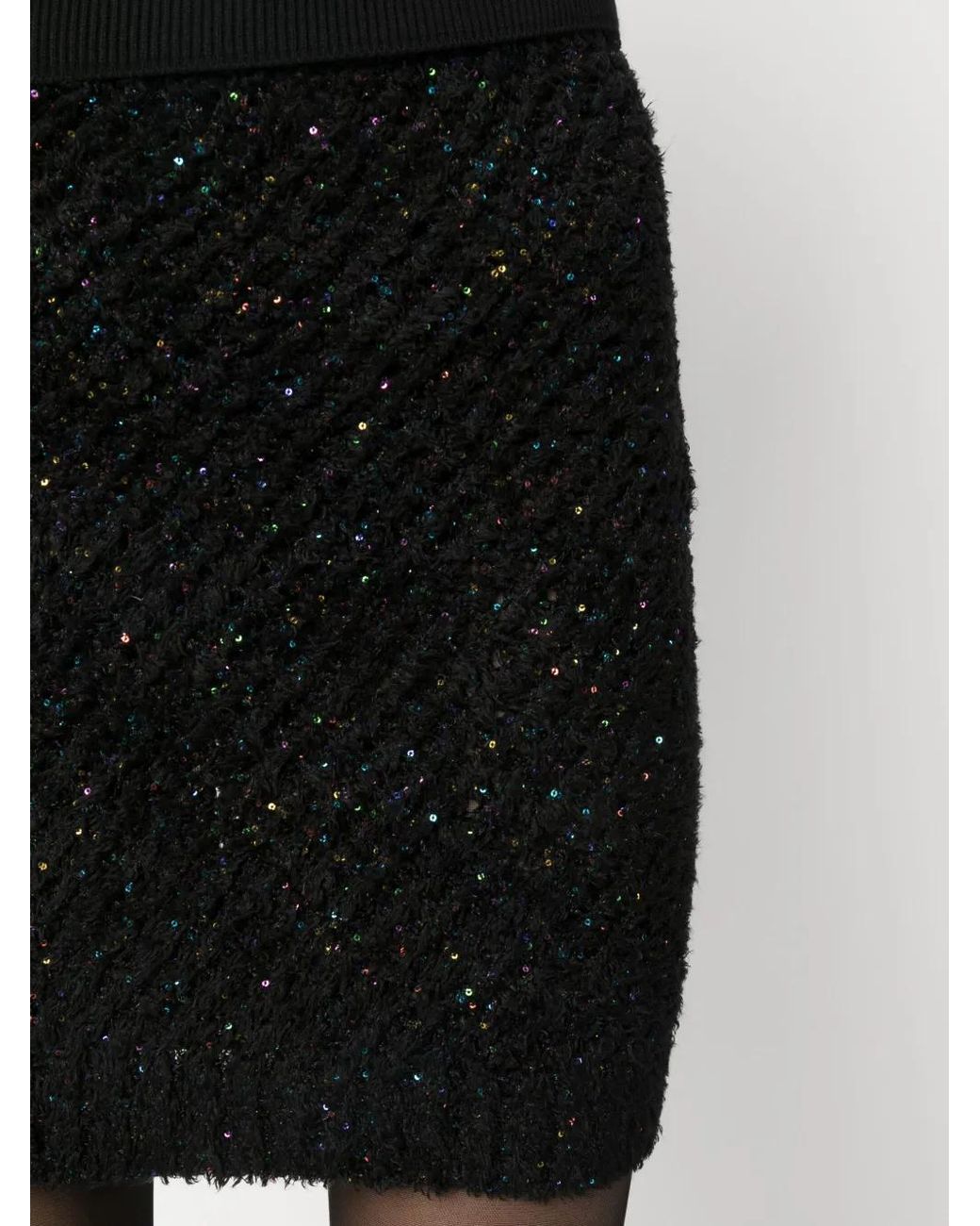 Balmain Black Sequin-Embellished High-Waist Miniskirt