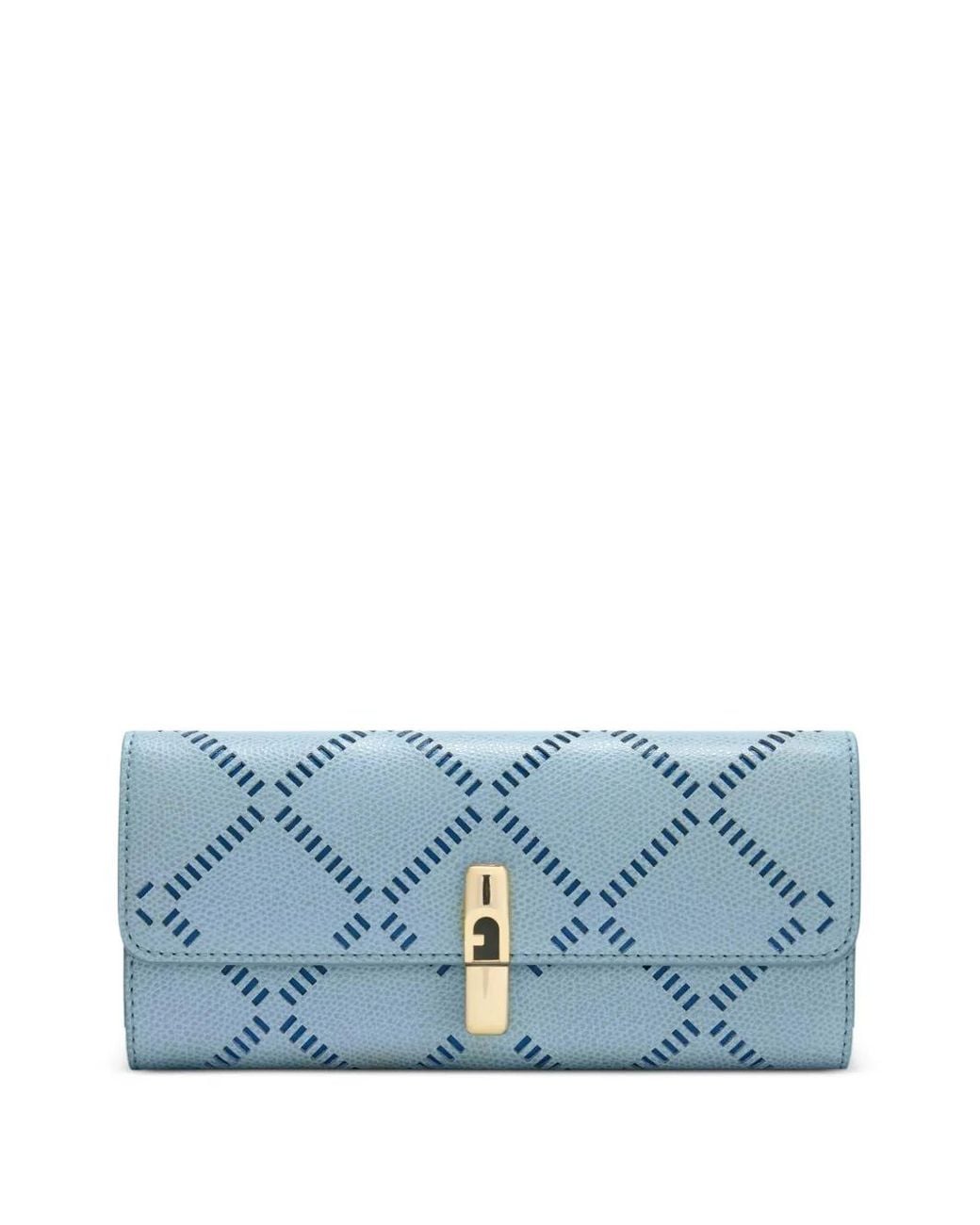 Furla Blue Iride Turnlock Patterned Wallet