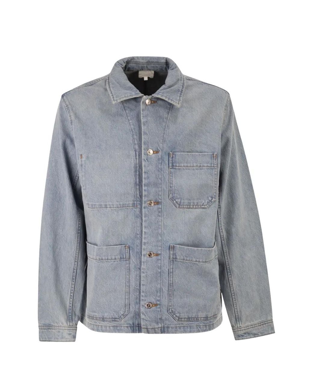 A.P.C. Gray Cotton Denim Jacket With Patch Pockets for men