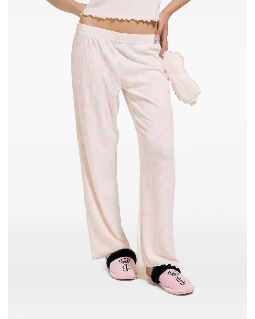 Juicy Couture Pink Ribbed-Knit Lettuce-Trim Pajamas (Set Of Three)