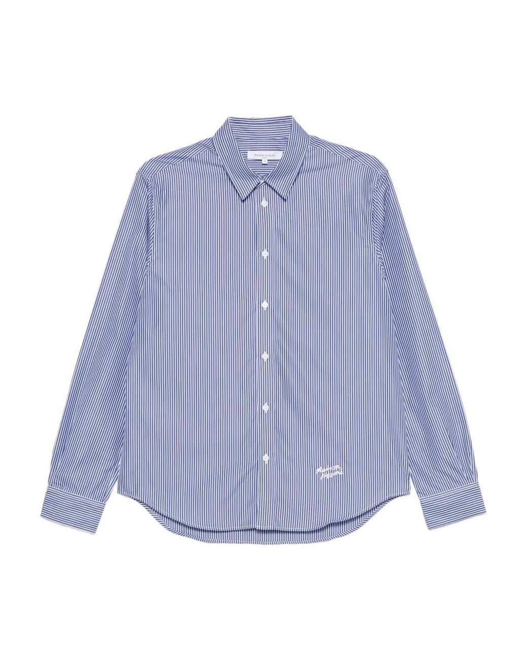 Maison Kitsuné Blue Striped Shirt for men