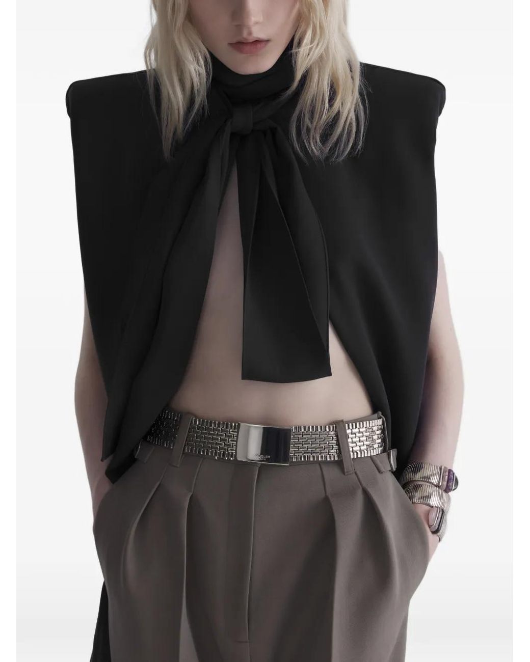 Mugler Gedrapeerde Top in het Black