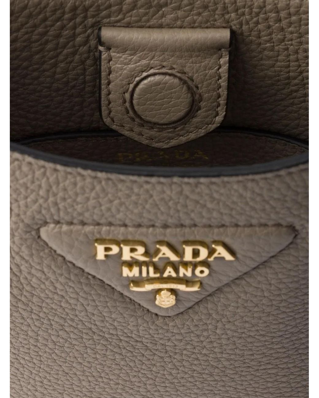 Prada Brown Mini Sac Porté Épaule En Cuir