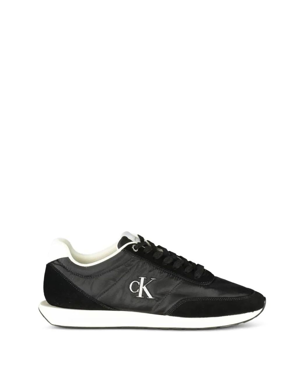 Calvin Klein Black Logo-Patch Lace-Up Sneakers for men