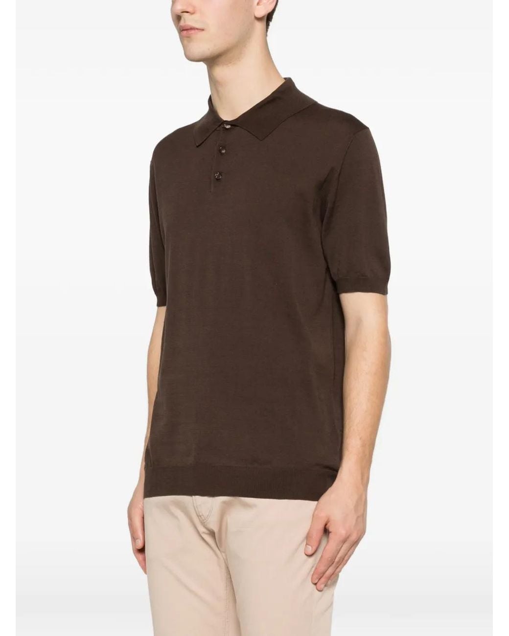 Zanone Brown Buttoned Polo Shirt for men