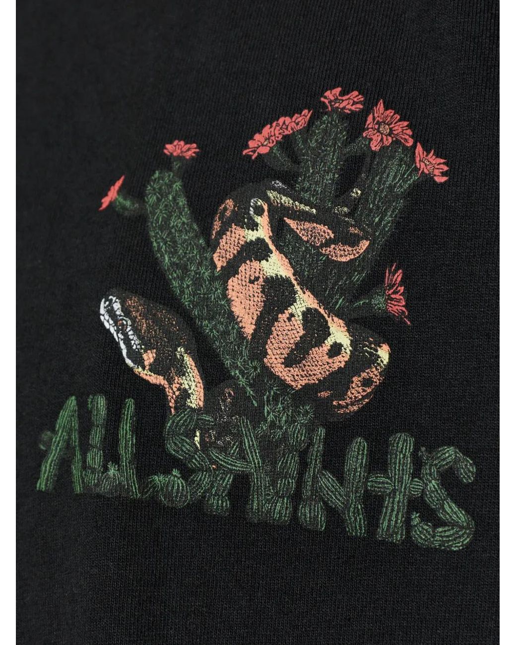 AllSaints Black T-Shirt "Cacti" for men