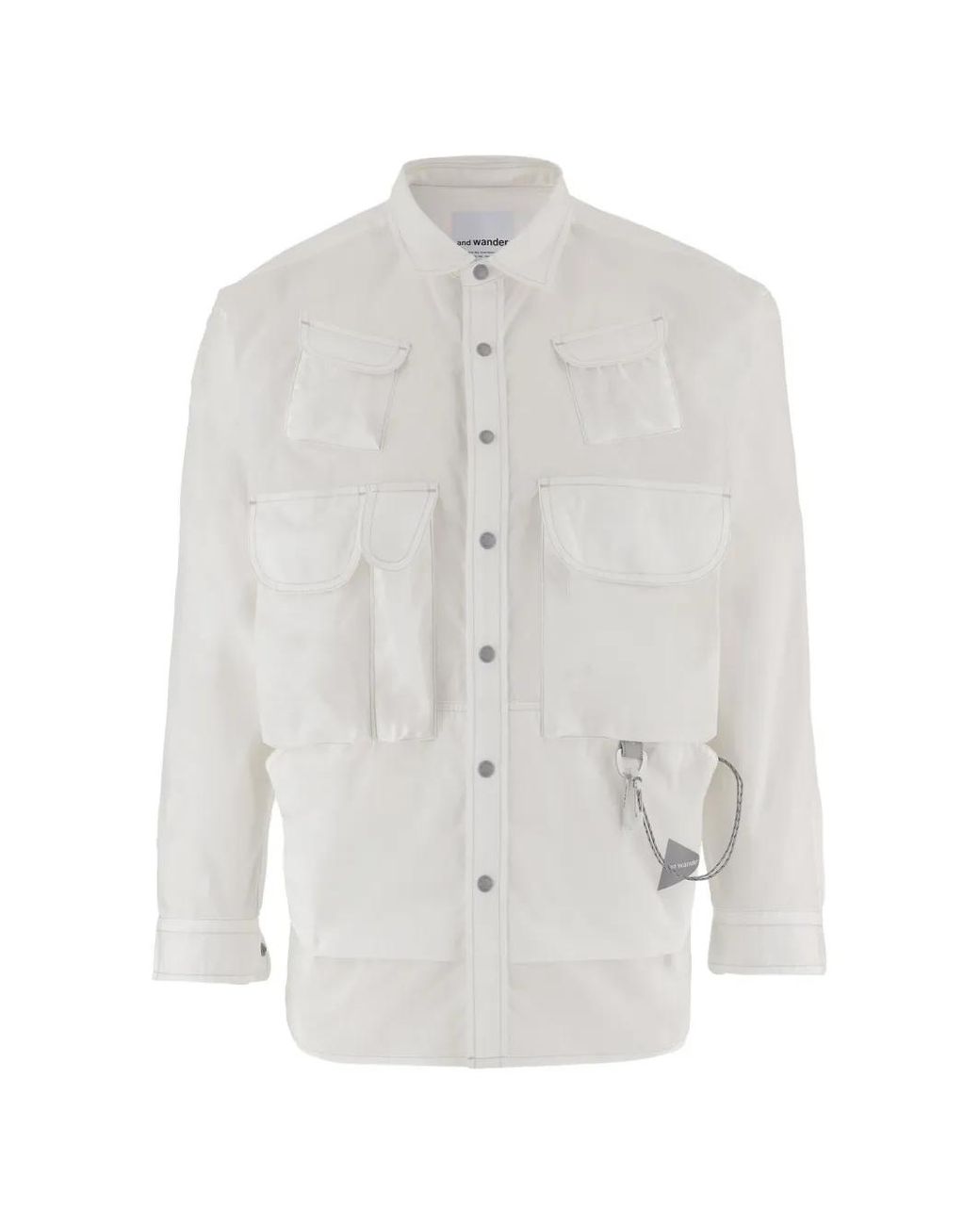 And Wander White Pocket Shirt for men