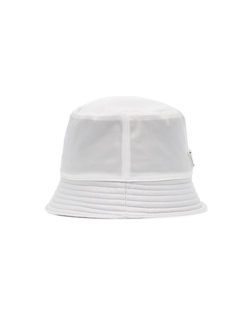 Prada Nylon Logo Bucket Hat In White for Men | Lyst