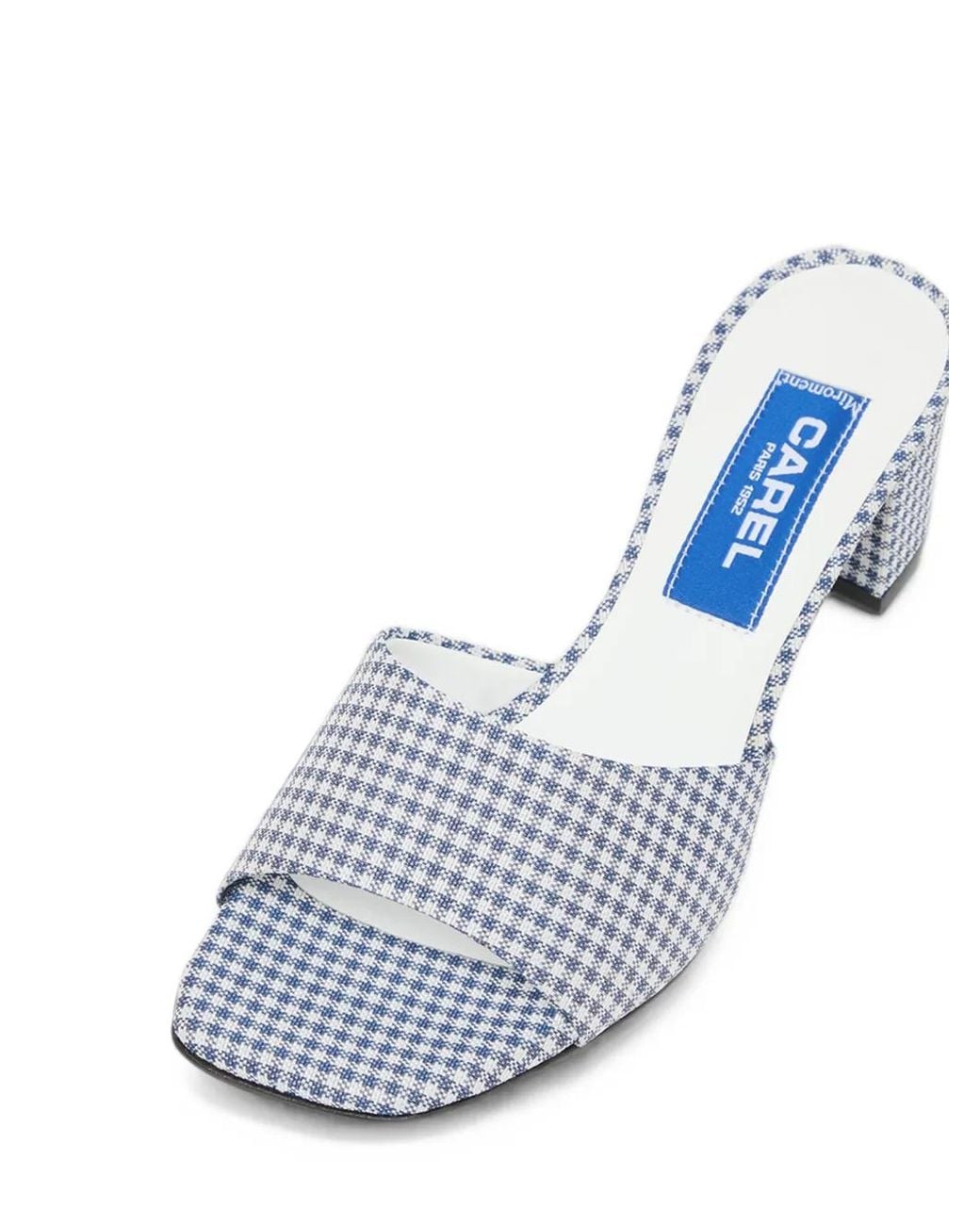 CAREL PARIS White Gina Gingham-Print Mules