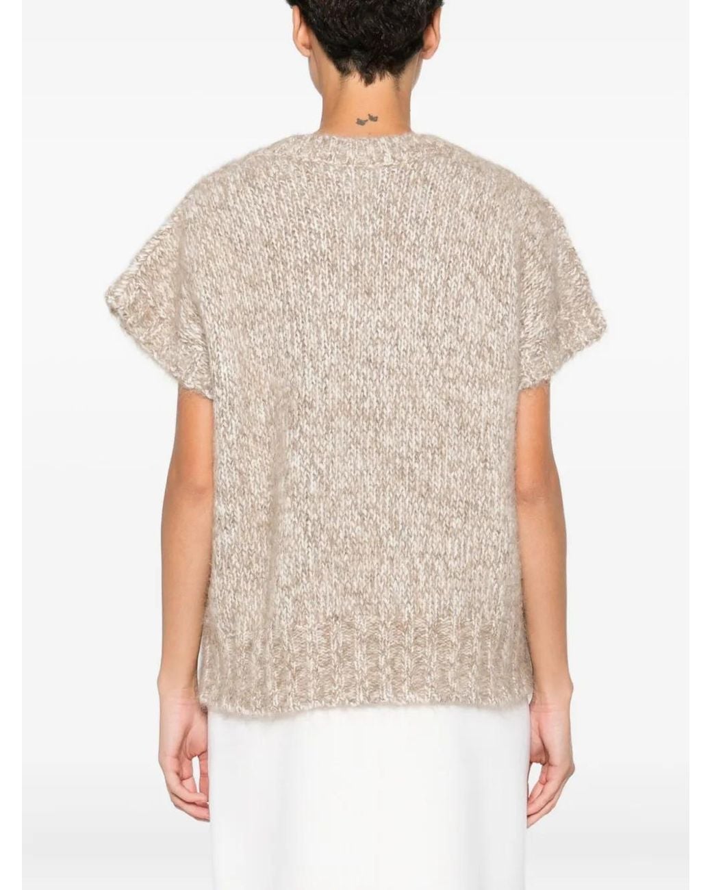 P.A.R.O.S.H. Natural V-Neck Short-Sleeve Top