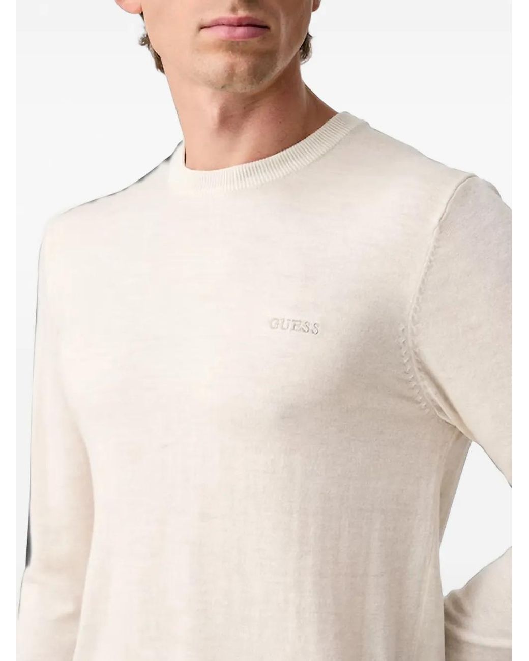 Guess Natural Logo-Embroidered Crew-Neck T-Shirt for men
