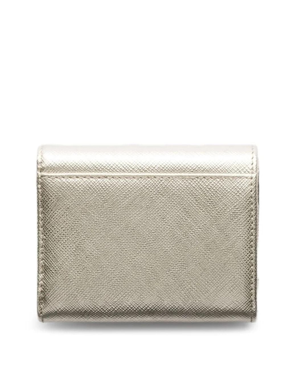 Prada Gray Logo Leather Wallet