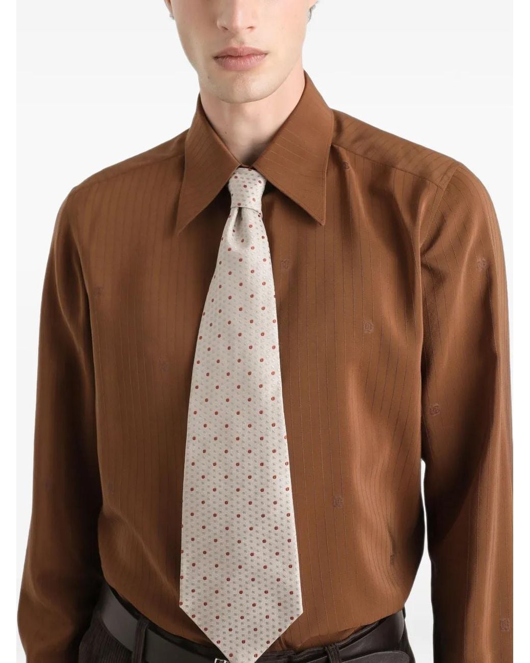 Dolce & Gabbana Brown Silk Shirt for men