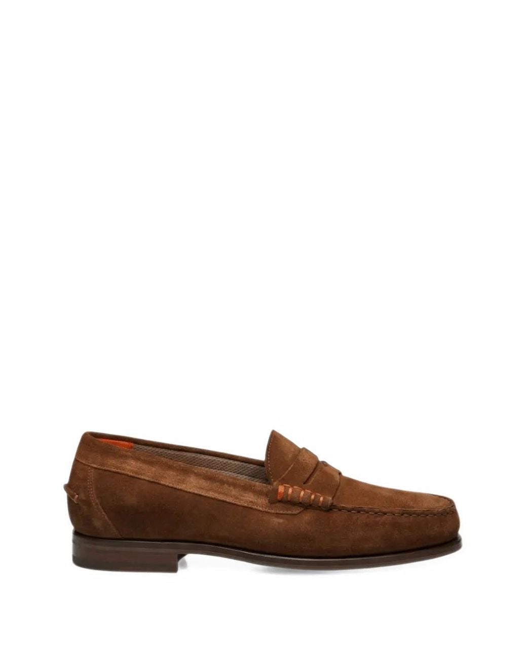 Santoni Brown Quentin Suede Loafers for men