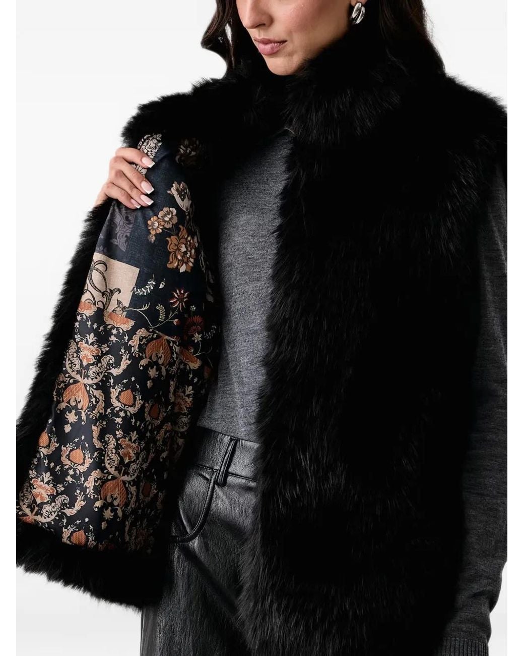 Liu Jo Black Faux-Fur Belted Gilet
