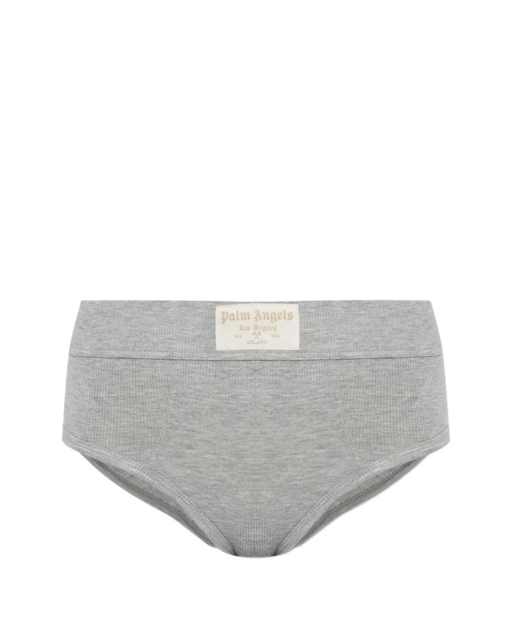 Palm Angels Gray High-Waisted Ribbed Briefs