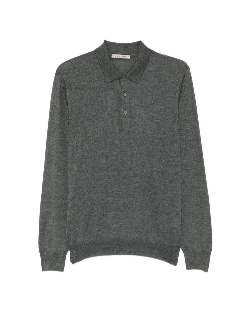 Fileria Gray Button-Down Polo Shirt for men