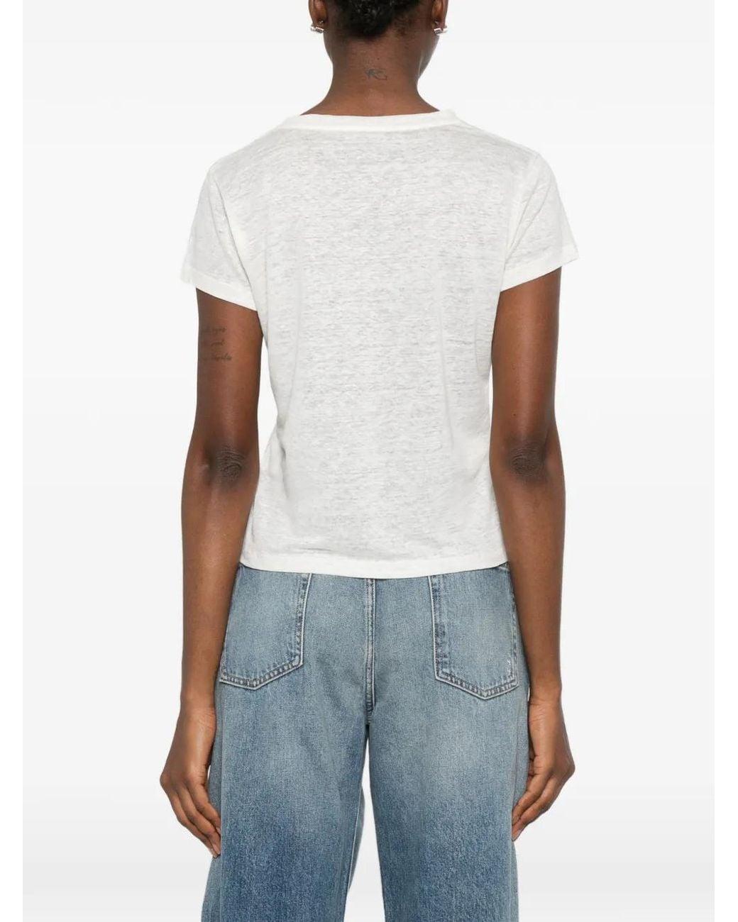 Aragona White T-Shirt mit V-Ausschnitt