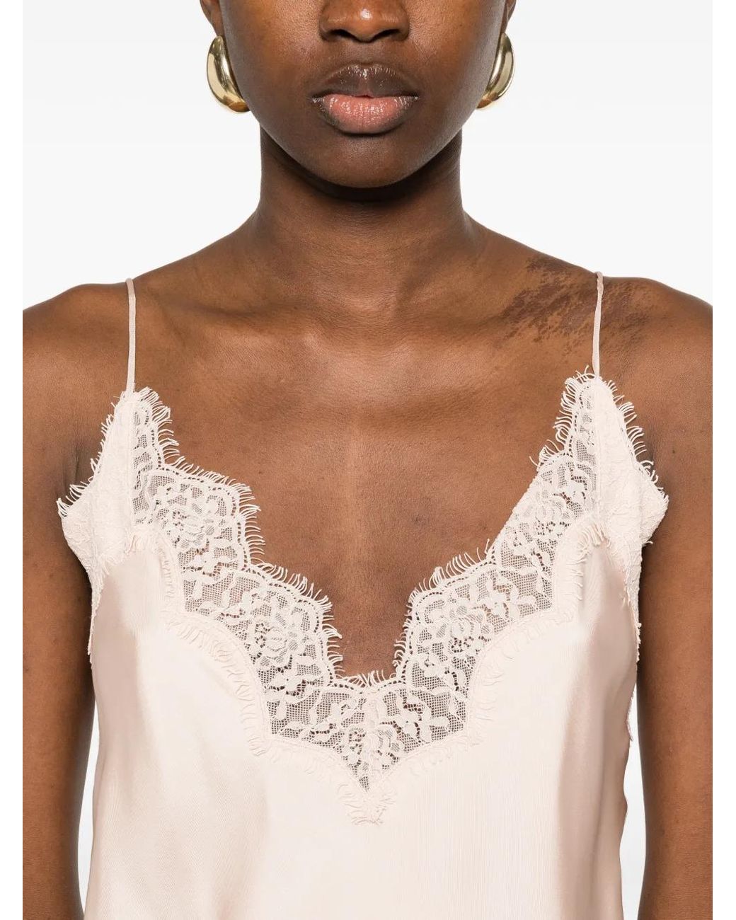 Rohe Pink Lace-Trim Silk Top