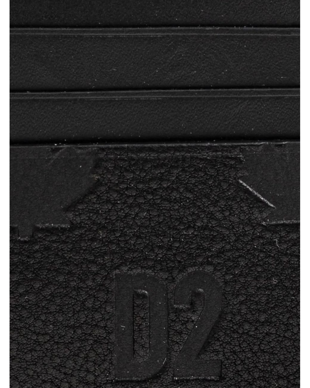 DSquared² Black Leather Card Holder With Logo for men
