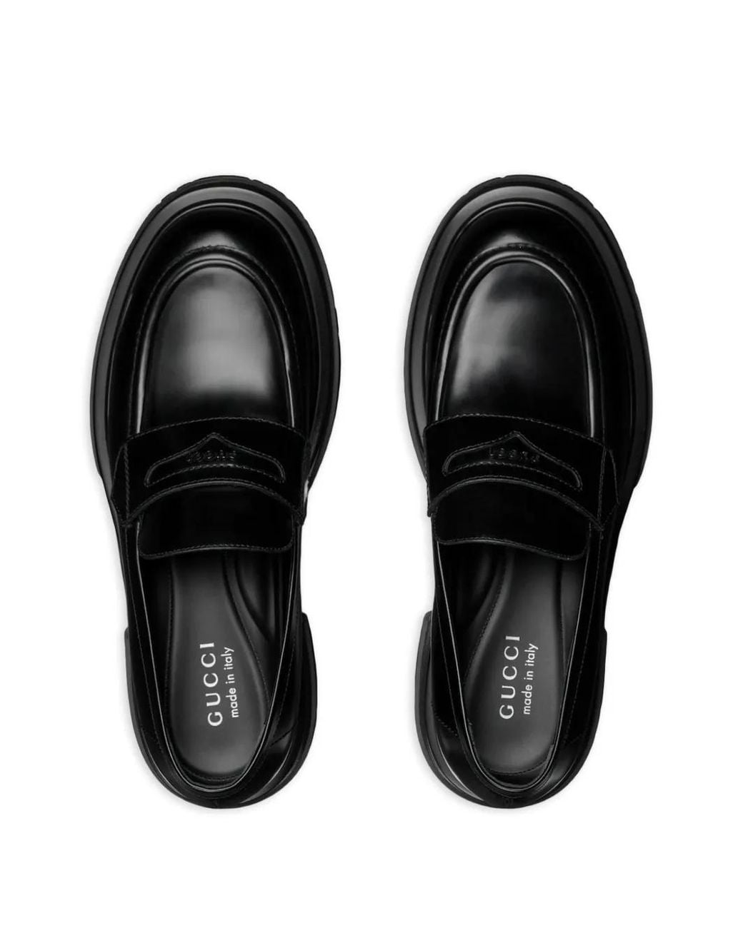 Gucci Black Logo-Embossed Leather Loafers for men