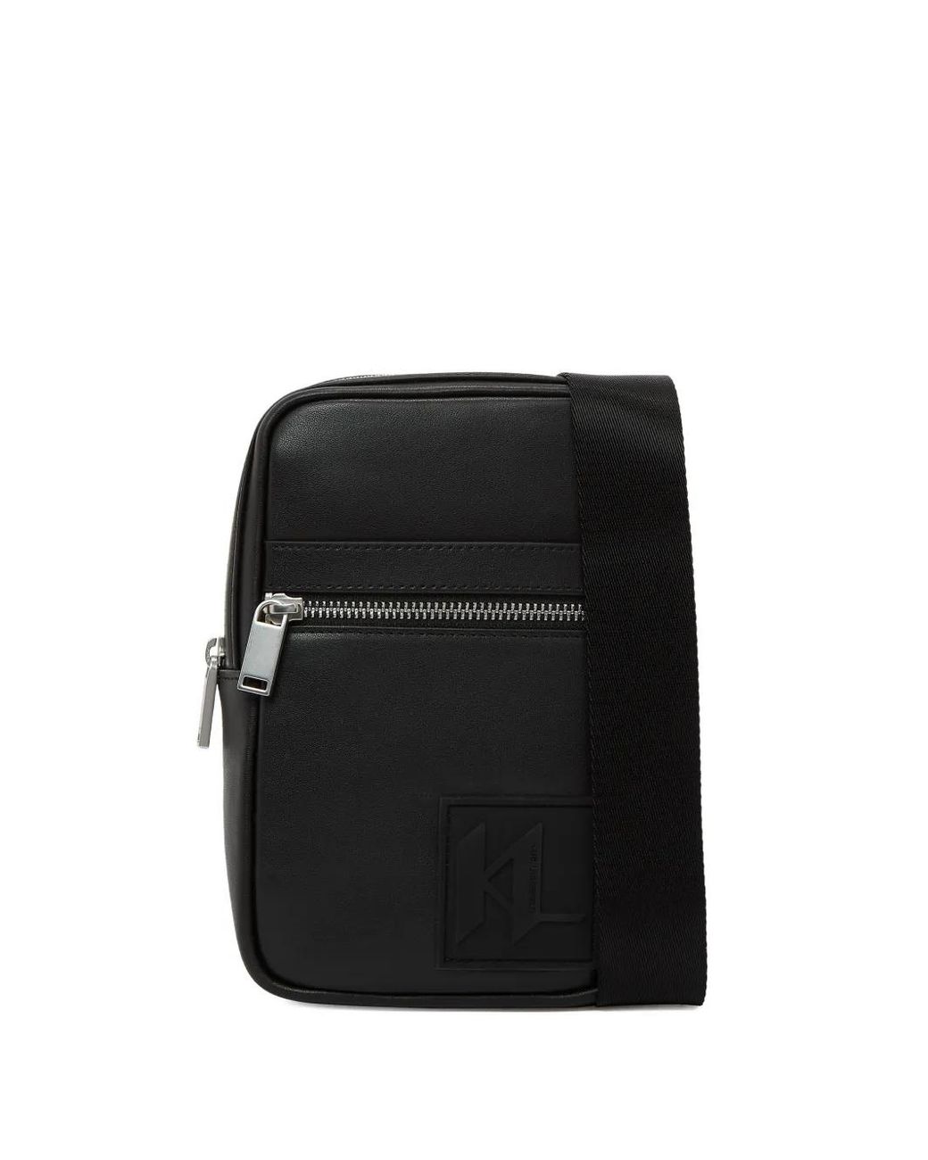 Karl Lagerfeld Black Logo-Patch Shoulder Bag for men