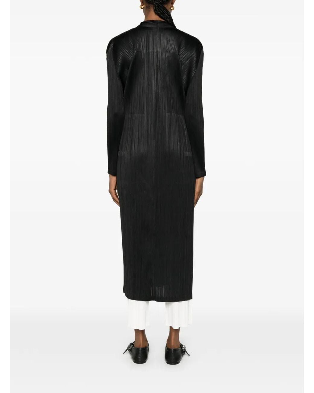 Pleats Please Issey Miyake Black Facade Pleated Coat