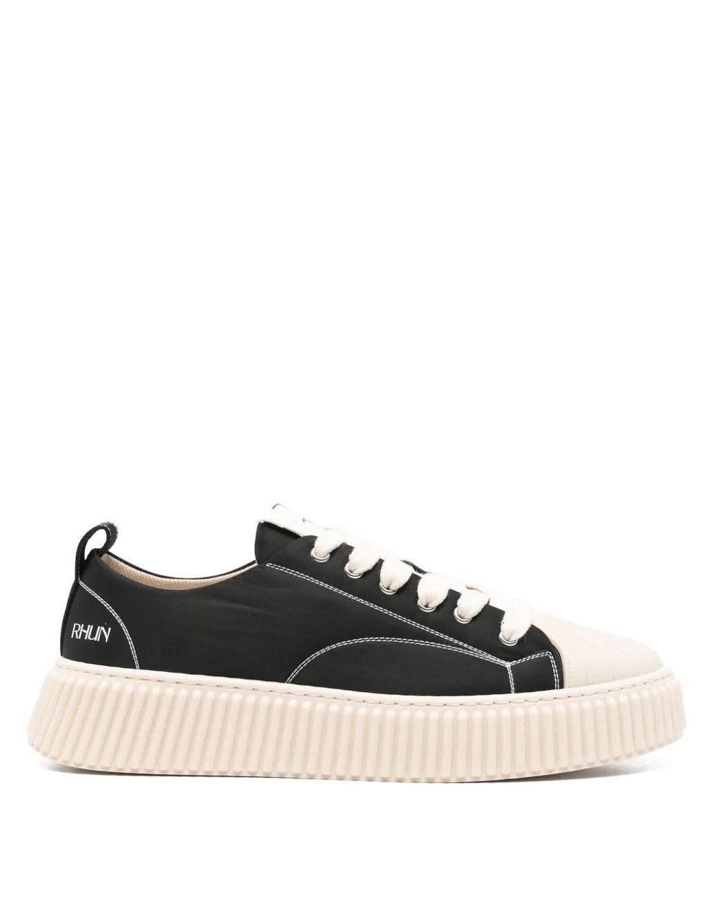 Rhun Black 2020 Trebleshell-Toe Contrast-Stitch Sneakers for men