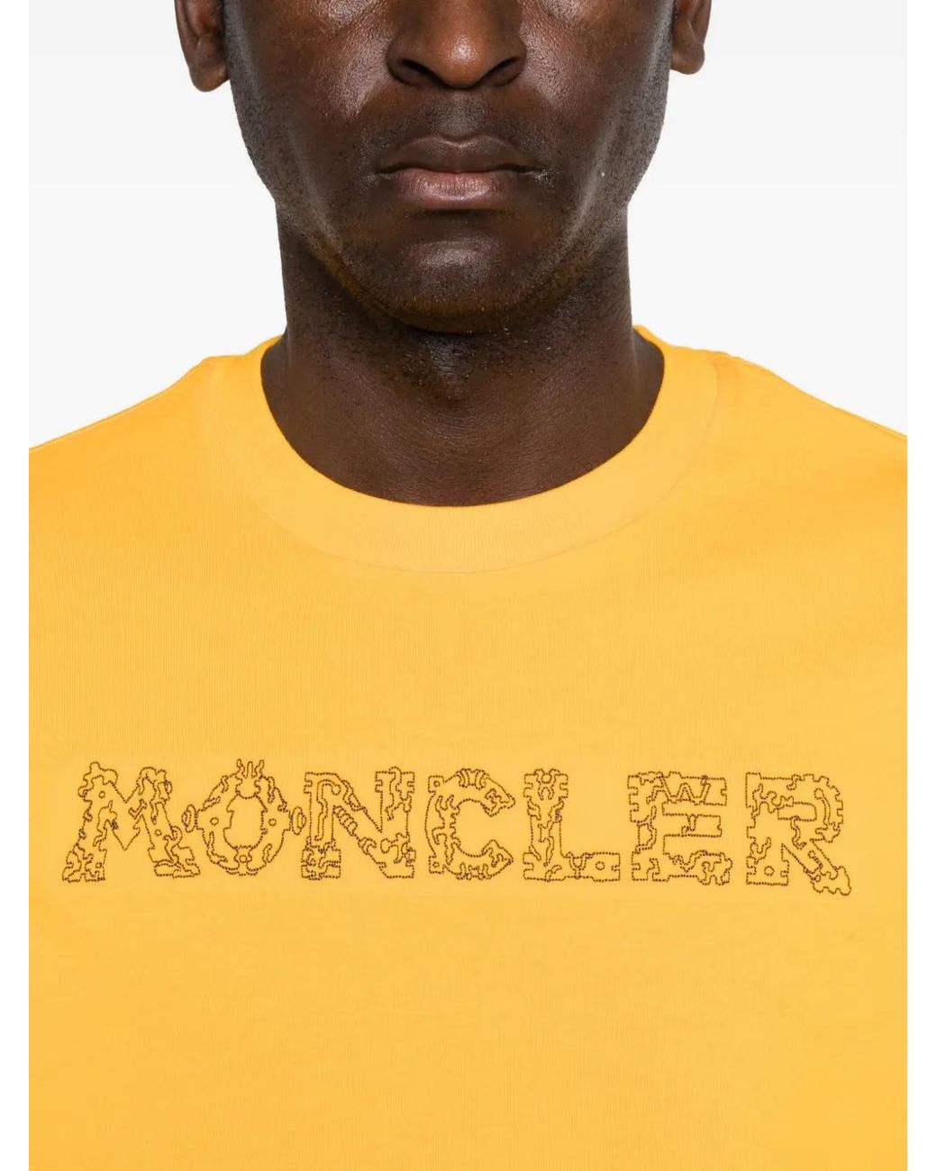 Moncler Yellow Logo T-Shirt for men