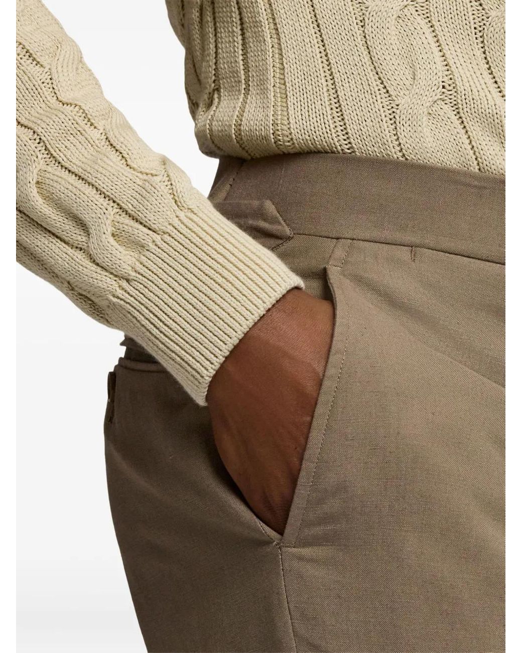 Ralph Lauren Gray Cuffed-Detail Trousers for men