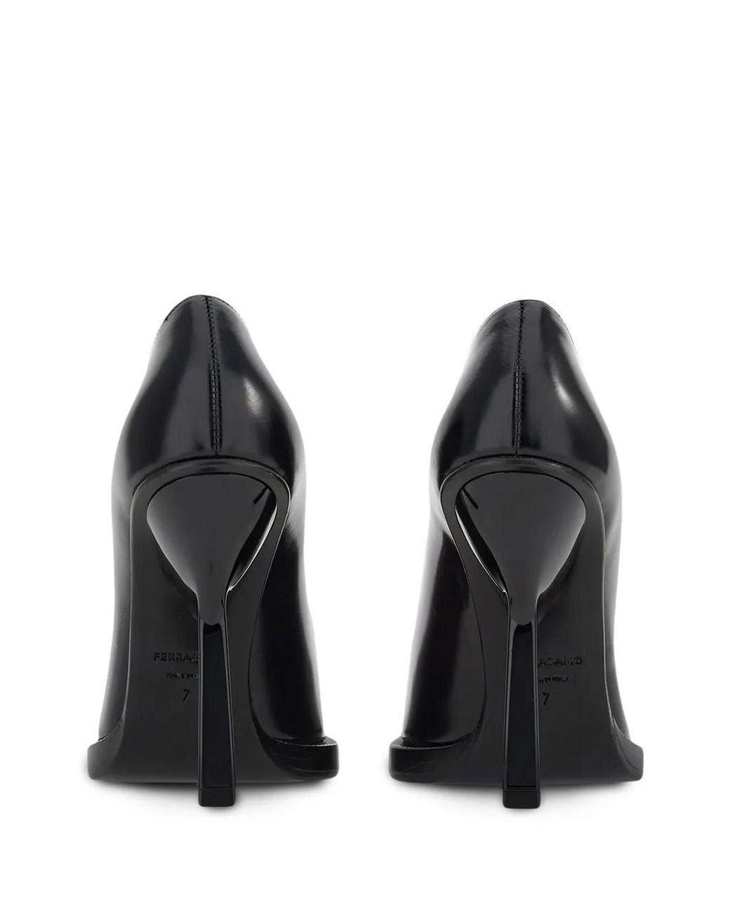 Ferragamo Black Plain Leather Pumps