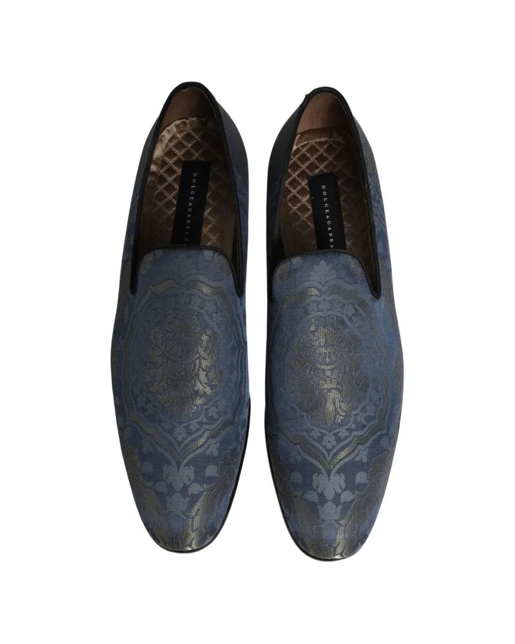 Dolce & Gabbana Blue Floral-Brocade Slip-On Loafers for men
