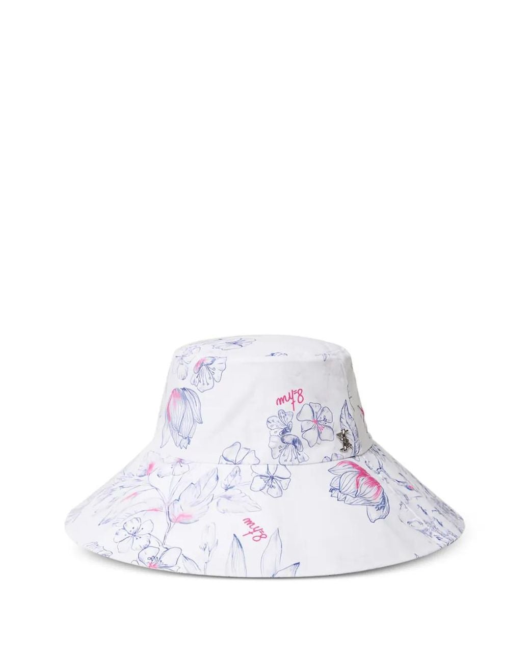 Twinset White Floral-Print Bucket Hat