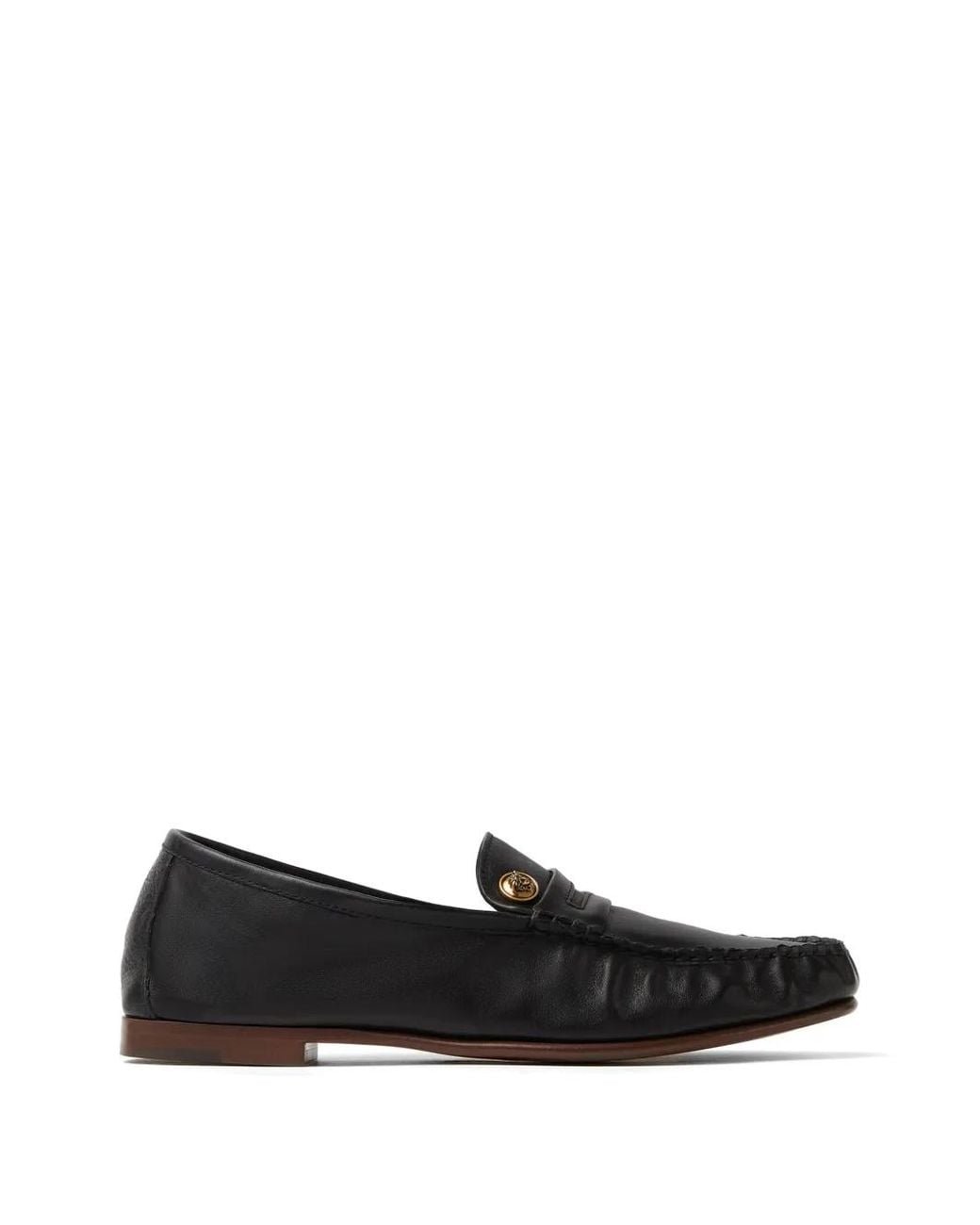 Versace Black Guanto Leather Moccasins