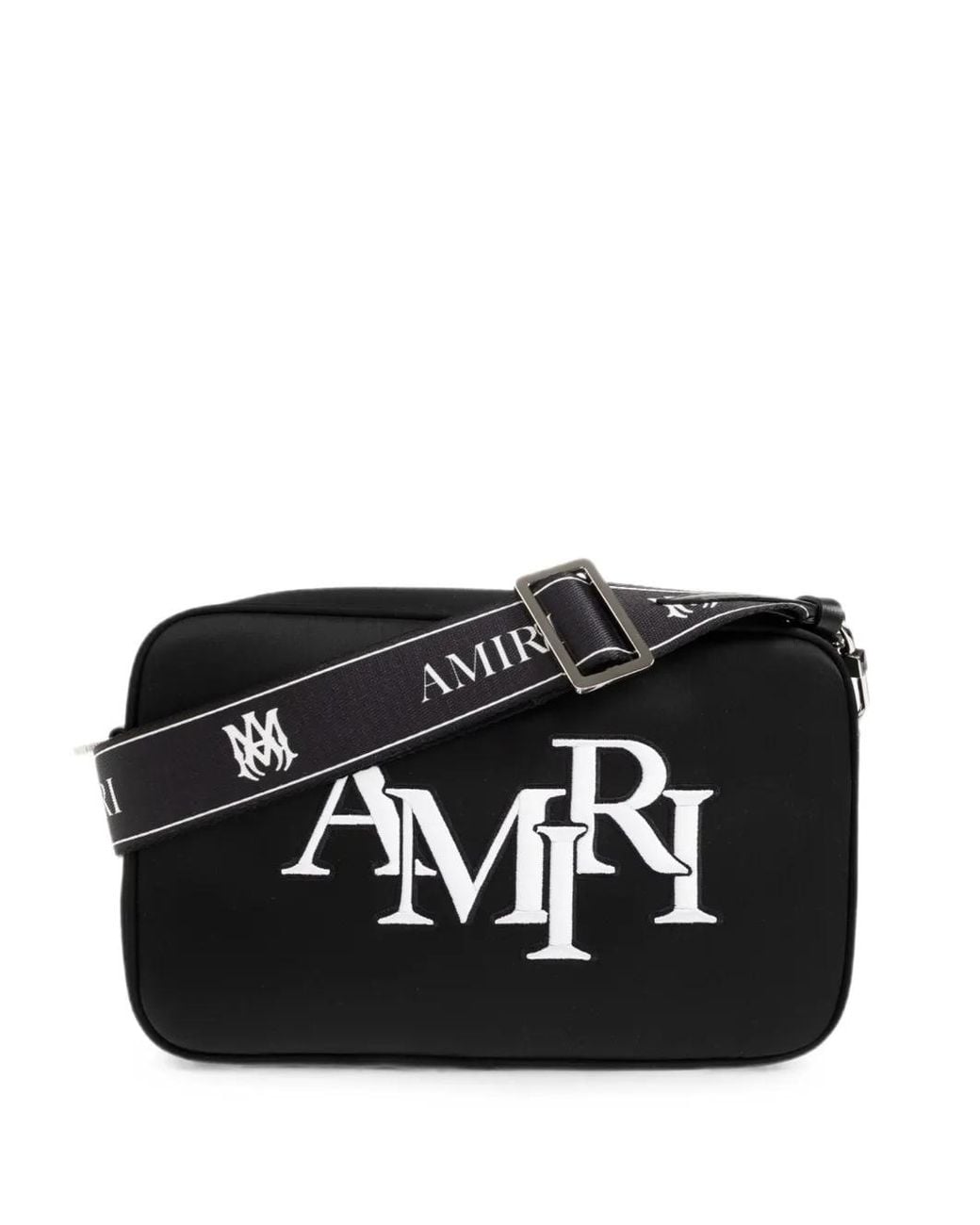 Amiri Black Staggered Logo-Embroidered Messenger Bag for men