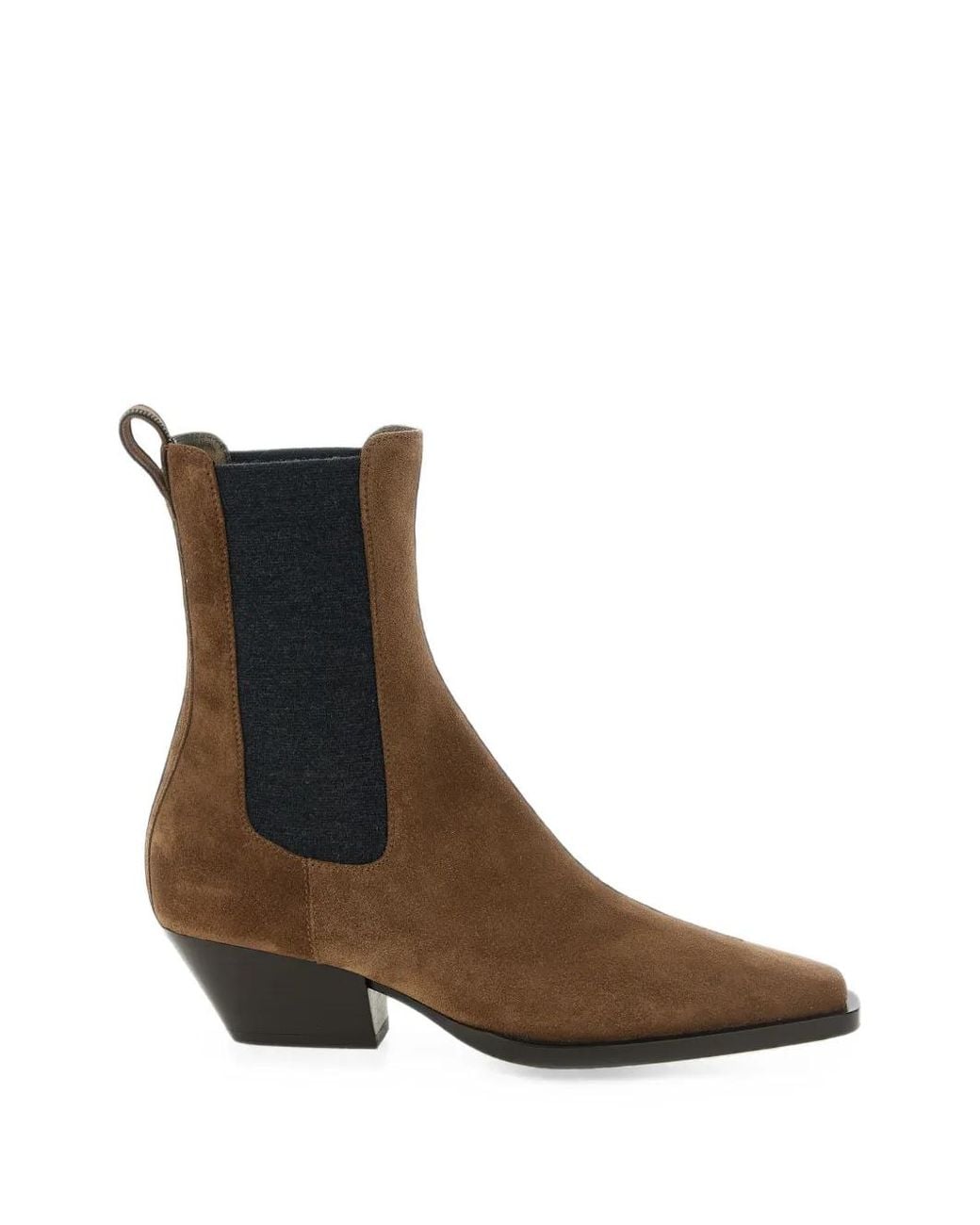 Brunello Cucinelli Brown Suede Chelsea Boots With Precious Loop Detail