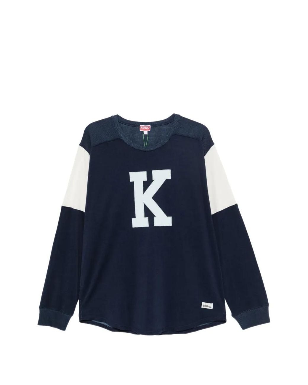 KENZO Blue Logo-Print Long-Sleeved T-Shirt for men