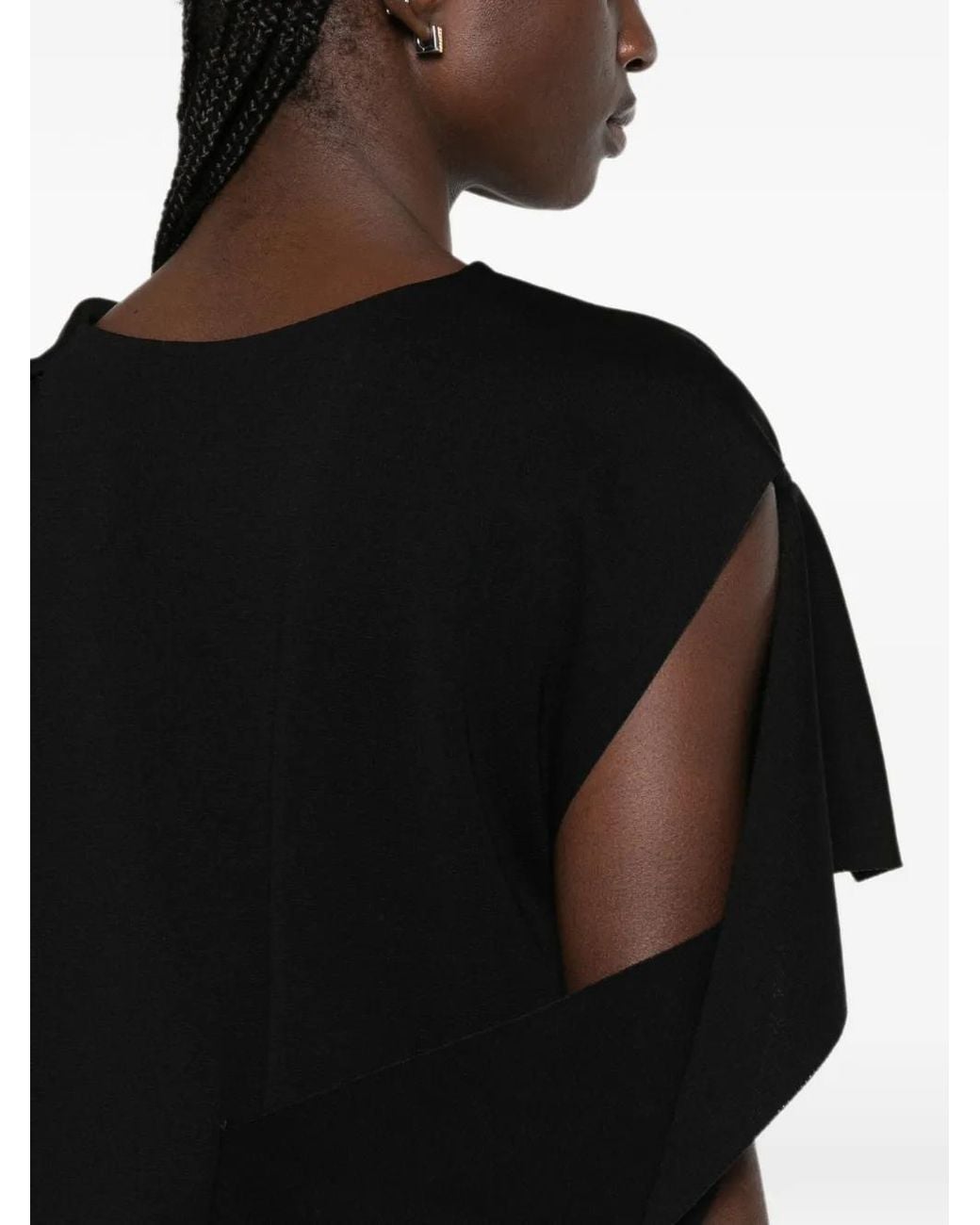 CFCL Black Ac Milan Draped Asymmetric-Sleeve Top
