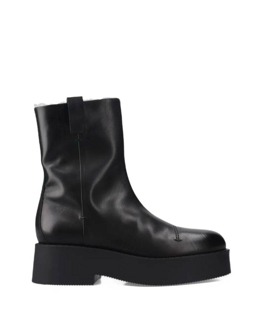 Premiata Black Aniline Leather Platform Ankle Boots