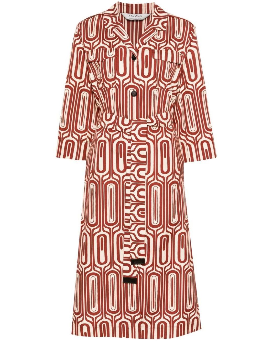 Max Mara Fata Geometric-print Dress in Red | Lyst Max Mara Fata Geometric-print Dress in Red | Lyst