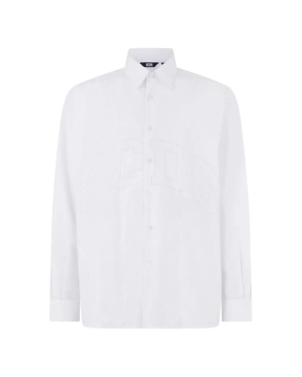 Gcds White Logo-Embroidered Poplin Shirt for men