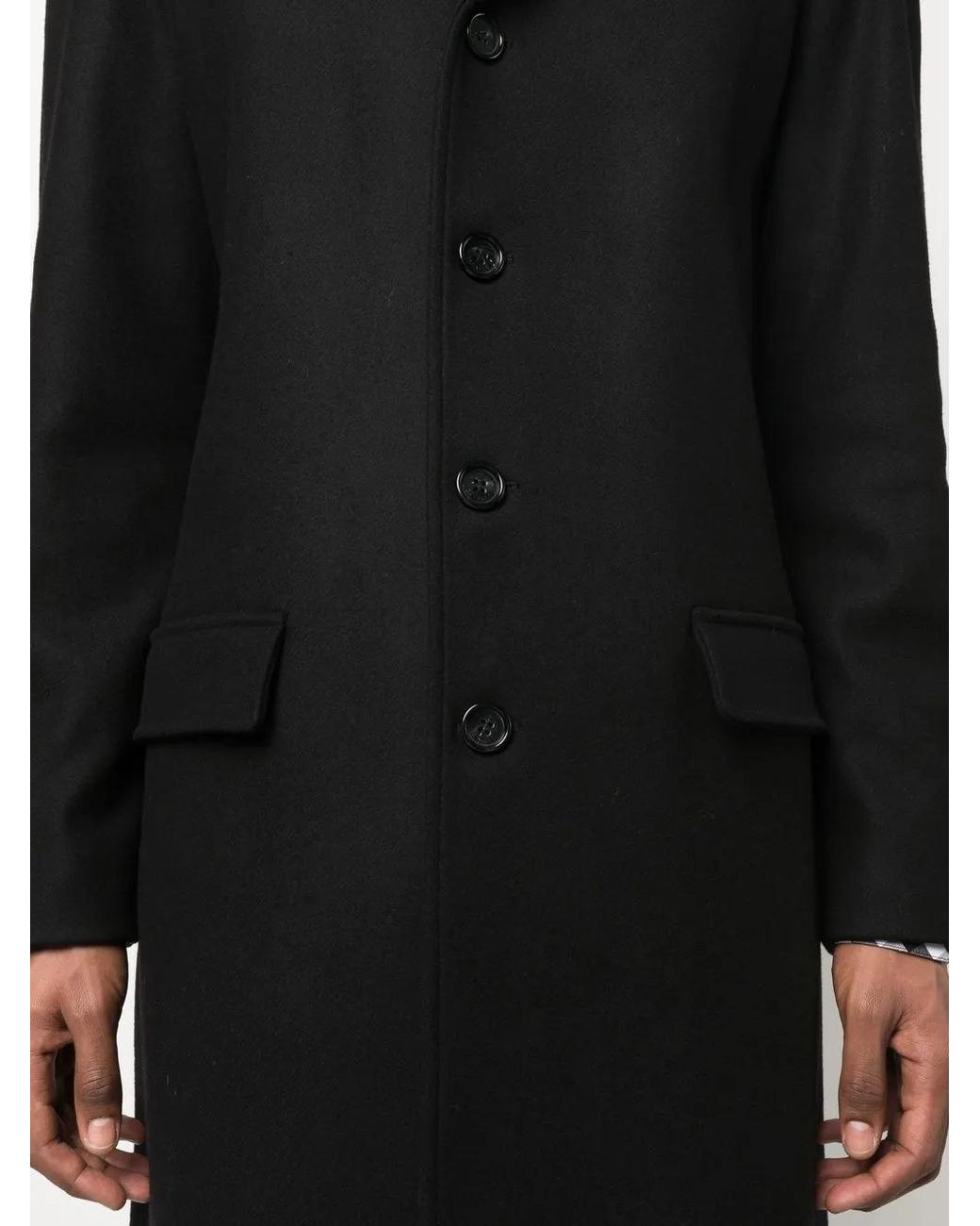 Roberto Cavalli Black Long Single-Breasted Coat for men