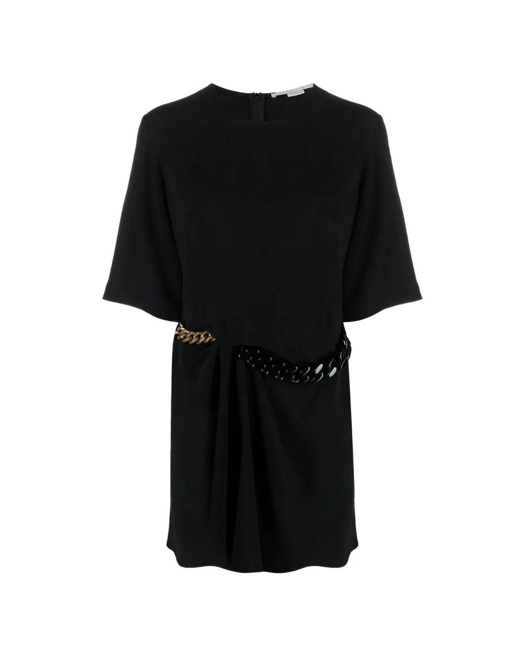 Stella McCartney Black Falabella Chain-Link Gathered Mini Dress