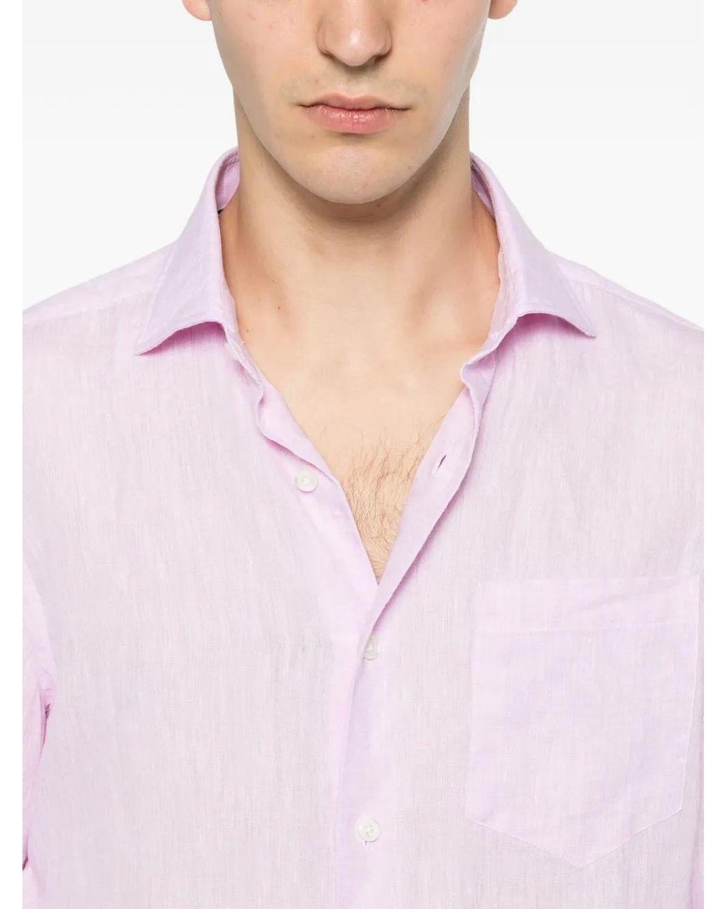 Truzzi Pink Chest-Pocket Button-Up Shirt for men
